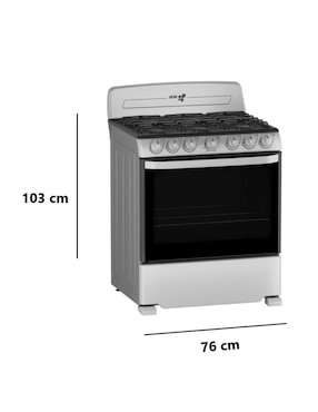 Estufa de piso a gas lp Iem 76 cm ei3520baps1 de 6 quemadores
