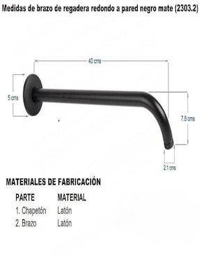 Brazo regadera para baño Urrea
