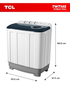 Lavadora doble tina Tcl 14 kg semiautomática carga superior twt14s