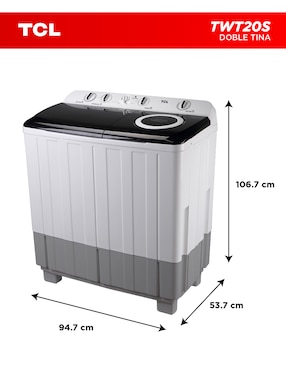 Lavadora doble tina Tcl 20 kg semiautomática carga superior twt20s