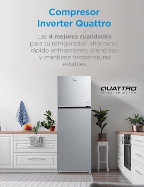 Refrigerador top mount Midea 12 pies cúbicos inverter y no frost y fábrica de hielo MDRT489MTM50D