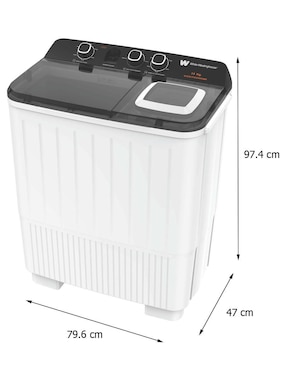 Lavadora doble tina White Westinghouse 13 kg semiautomática carga superior wwxctt23905qbk