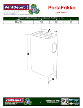 Aire acondicionado portátil Ventdepot frío mxfpt-001