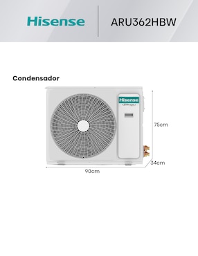 Aire acondicionado mini split inverter Hisense frío y calor 36000 BTU aru362hbw 220 V