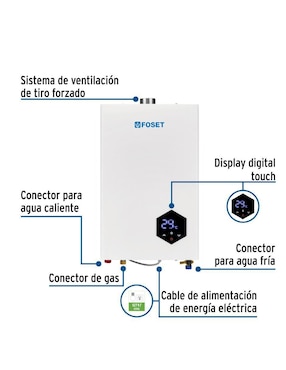 Calentador instantáneo Foset Modulante 2 servicios 14 L gas LP
