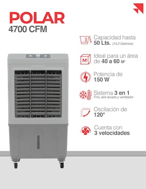 Enfriador evaporativo Stuka frío 48 L 4700CFM 127 V