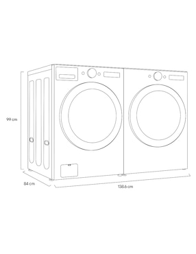 Combo lavadora + secadora LG eléctrico 25 kg WM25BFXS.DF22BFXS6B