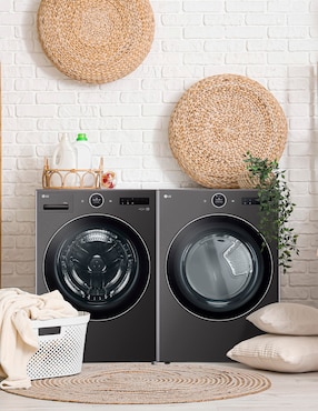 Combo lavadora + secadora LG eléctrico 25 kg WM25BFXS.DF22BFXS6B
