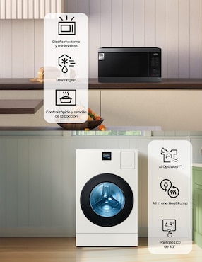 Combo Lavasecadora +Horno de microondas Samsung eléctrica 26 kg 15 kg F-WD26FBMS32AX