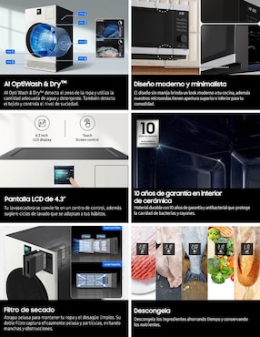 Combo Lavasecadora +Horno de microondas Samsung eléctrica 26 kg 15 kg F-WD26FBMS32AX