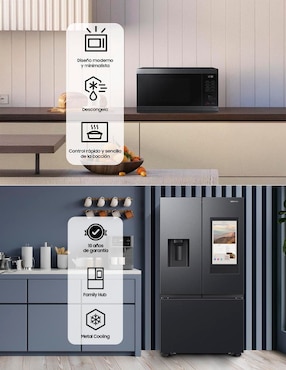 Combo Refrigerador French door Samsung 31 pies cúbicos tecnología inverter y fábrica de hielosF-RF32CG59MS32 + Microondas Samsung