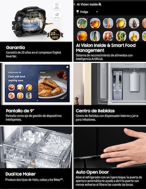 Combo refrigerador french door Samsung 23 pies cúbicos inverter no frost y fábrica de hielos
F-RM90F6UN50U8 + Regalo Pantalla 50 pulgadas Crystal 4K Smart TV