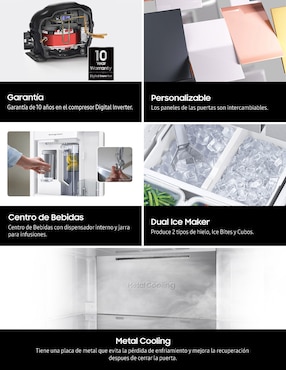 refrigerador french door samsung 32 pies cúbicos inverter y no frost y automática f-rf32cbun50u8