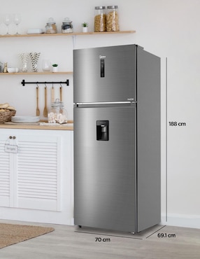 Refrigerador top mount Midea 17 pies cúbicos inverter y no frost con fábrica de hielo MDRT645MTM46WD