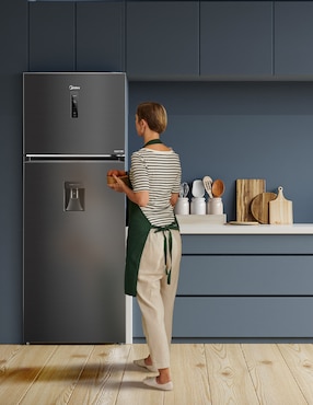 Refrigerador top mount Midea 17 pies cúbicos inverter y no frost con fábrica de hielo MDRT645MTM46WD