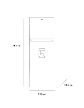 Refrigerador top mount Midea 12 pies cúbicos inverter y no frost y fábrica de hielo MDRT489MTM46WD