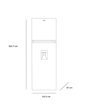 Refrigerador top mount midea 10 pies cúbicos no frost y fábrica de hielos MDT385MTM46WD