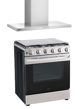 Combo estufa empotrable a gas natural/lp Lg 75.8 cm LRGL5840S.HCE23605S2 de 5 quemadores + campana