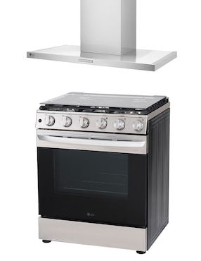 Combo estufa empotrable a gas natural/lp Lg 75.8 cm LRGL5840S.HCE23605S2 de 5 quemadores + campana