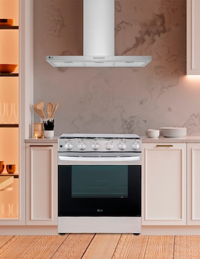 Combo estufa empotrable a gas natural/lp Lg 75.8 cm LRGL5840S.HCE23605S2 de 5 quemadores + campana