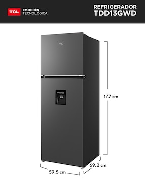 Refrigerador Top mount Tcl 13 pies cúbicos inverter no frost y fábrica de hielo TDD13GWD