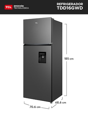 Refrigerador Top mount Tcl 16 pies cúbicos inverter no frost y fábrica de hielo TDD16GWD