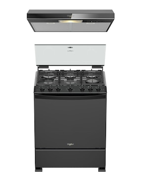 Combo estufa de piso a Gas LP Whirlpool CWFR7000B-HH de 6 quemadores+campana
