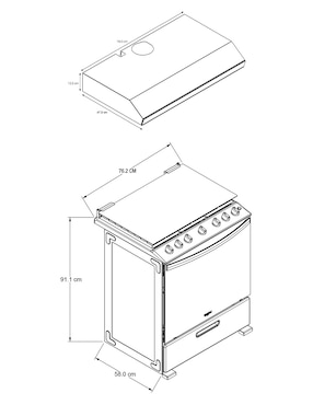 Combo estufa de piso a Gas LP Whirlpool CWFR7000B-HH de 6 quemadores+campana