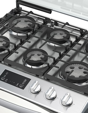 Combo estufa de piso a Gas LP WhirLpool 76 cm CWFR7400S-HH de 6 quemadores+Campana
