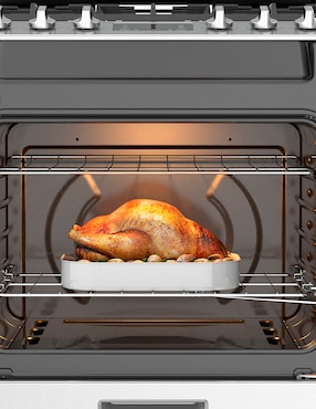 Combo estufa de piso a Gas LP WhirLpool 76 cm CWFR7400S-HH de 6 quemadores+Campana