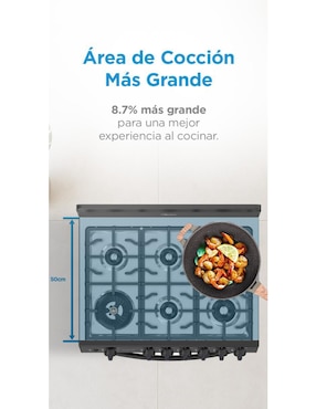 Estufa de piso a gas natural/LP Midea Master Cookplus 75.7 cm MGS30FS1BIABBF de 6 quemadores