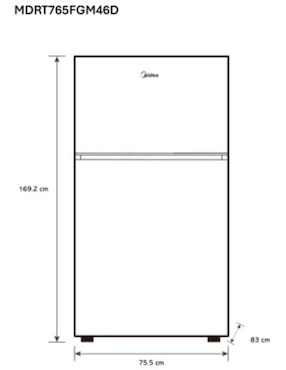 Refrigerador top mount Midea Inverter Quattro 20 pies cúbicos inverter y no frost y fábrica de hielo MDRT765FGM46D