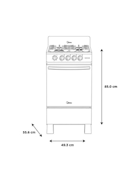 Estufa de piso a gas LP Midea mastercook 55.6 cm MGS20FS1BIABG de 4 quemadores