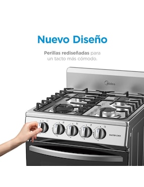 Estufa de piso a gas LP Midea mastercook 55.6 cm MGS20FS1BIABG de 4 quemadores