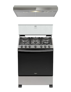 Combo Estufa de piso a Gas LP Whirlpool 76 CM CWFR7050S-HH de 6 quemadores + Campana