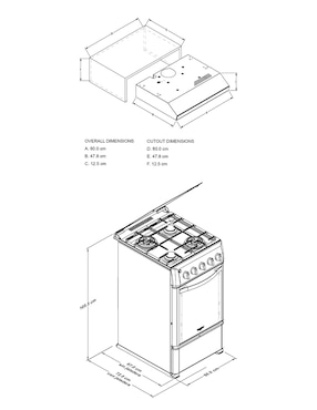Combo estufa de piso a Gas LP Whirlpool estufa 50 cm campana 60 cm WWR7000SHH de 4 quemadores
