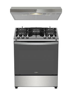 Combo Estufa de piso a gas LP Whirlpool 76 cm CWFR7650S-HH de 5 quemadores + campana