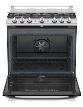 Estufa de piso a Gas LP Mabe Air Fry 76 cm EMHA7602DSS0 de 6 quemadores