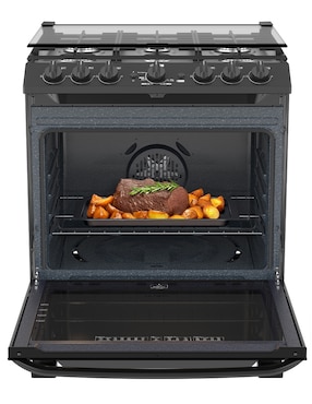 Estufa de piso a Gas LP Mabe Air Fry 76 cm EMHA7602JBS0 de 6 quemadores