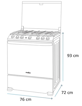 Estufa de piso a Gas LP Mabe Air Fry 76 cm EMHA7602JBS0 de 6 quemadores