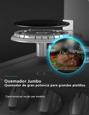 Estufa de piso a Gas LP Mabe Air Fry 76 cm EMHA7602JBS0 de 6 quemadores