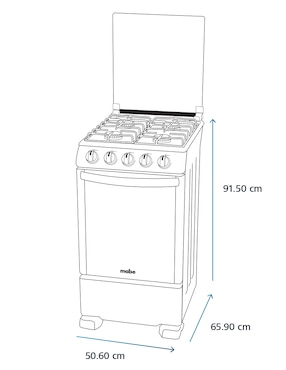 Combo estufa de piso a Gas LP Mabe Tecnología Ultimate Cooking y Cleaning 50.60 cm EM5060X2CMPU50 de 4 quemadores + Campana