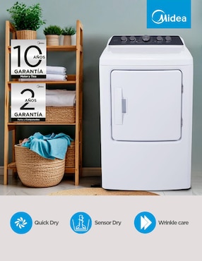 Secadora de gas Midea de 23 kg con 8 ciclos MD500D230/W