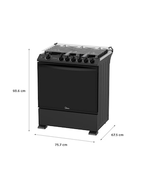 Estufa de piso a Gas natural/LP Midea 75.7 cm MGS30FS1LIASBT de 6 quemadores