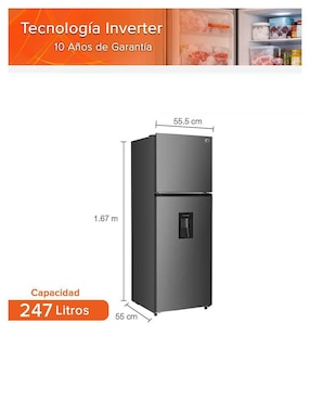 Refrigerador Top mount White Westinghouse 9 pies cúbicos Inverter y No Frost WWCR87247HSAWIN
