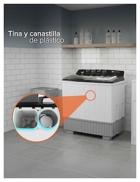 Lavadora doble tina white westinghouse 25 kg semiautomática carga superior WWXCTT332009QBK