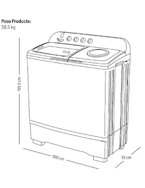 Lavadora doble tina Samsung 18 kg semiautomática carga superior wt18k5200mb/ax