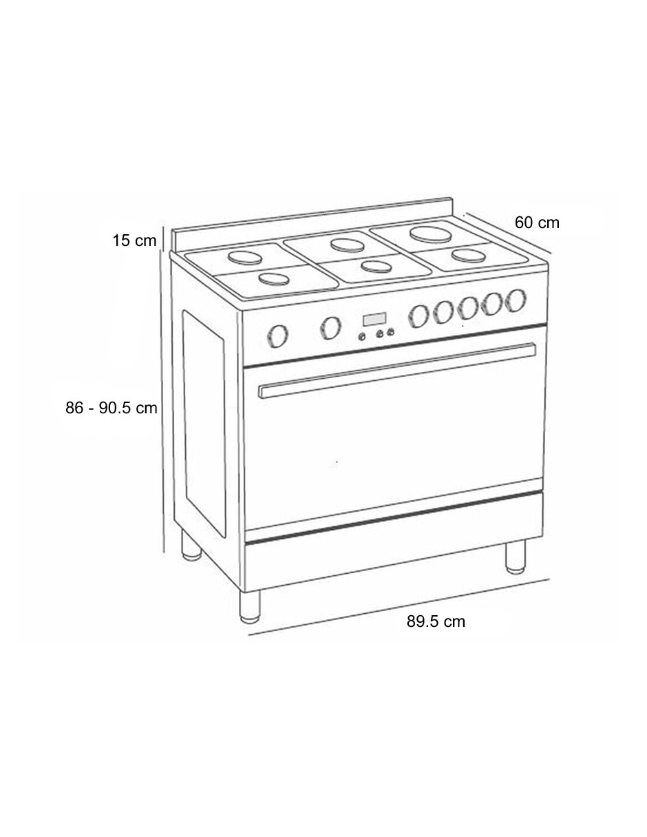 Estufa de piso a gas lp 89.5 cm FS3RS966GGX de 6 quemadores 8