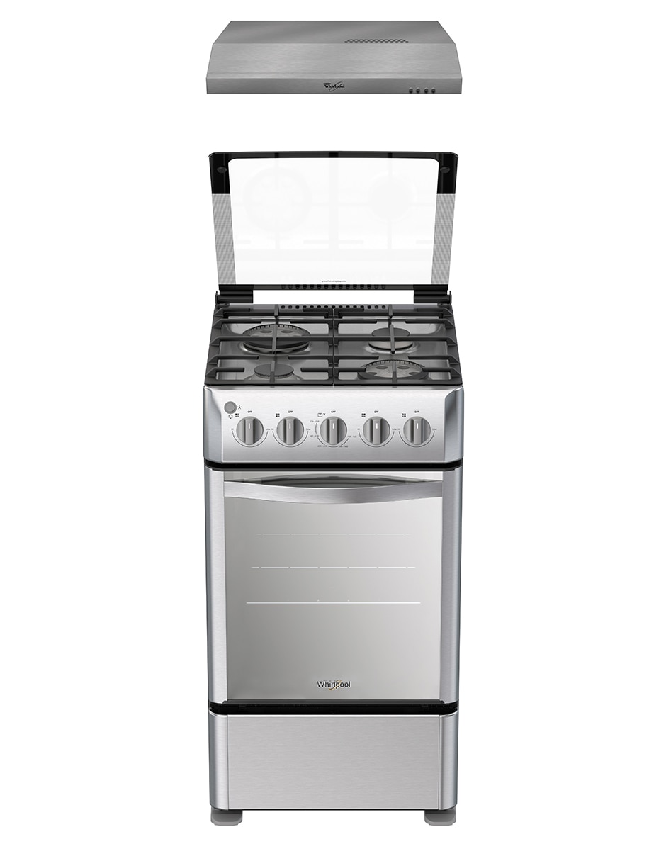 Combo estufa de piso a Gas LP 50 cm WWR7000SH de 4 quemadores + Campana