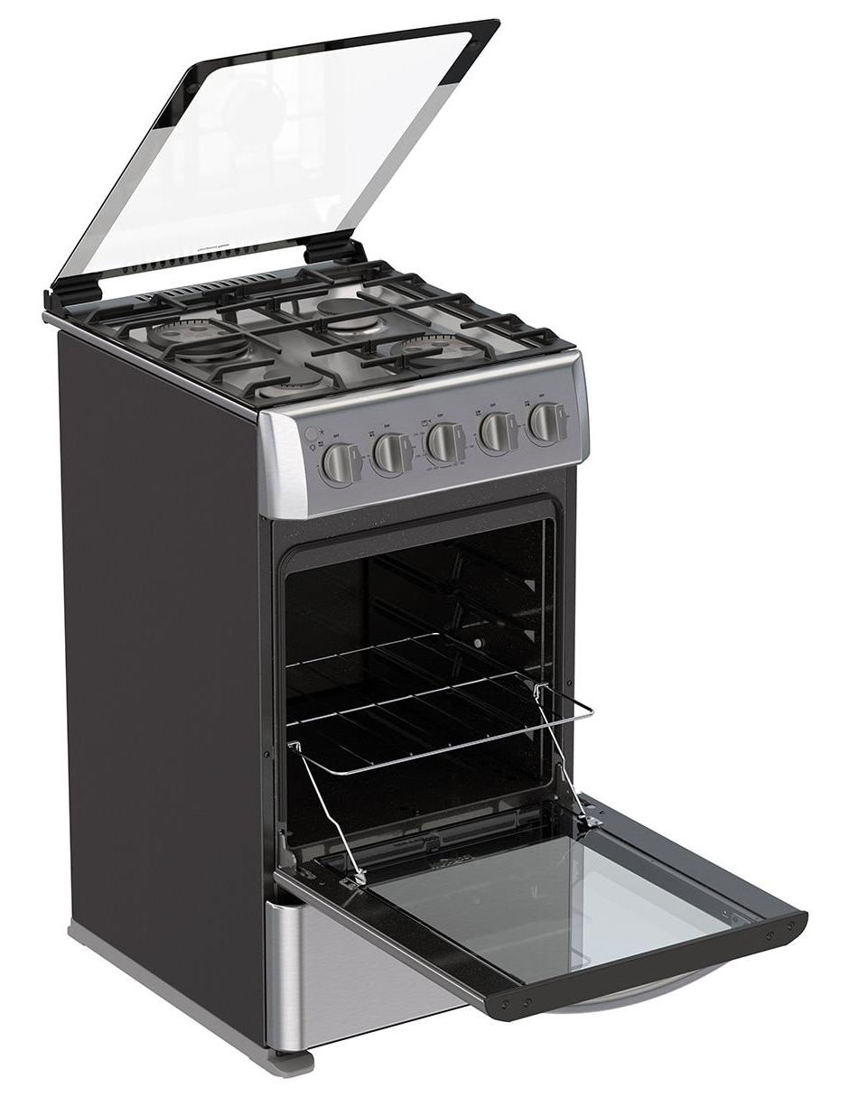 Combo estufa de piso a Gas LP 50 cm WWR7000SH de 4 quemadores + Campana 3